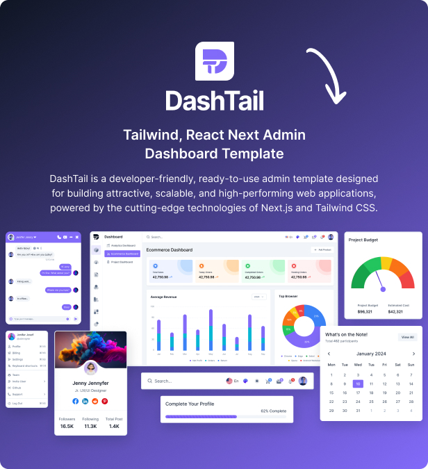 DashTail - Tailwind, React Next Admin Dashboard Template
